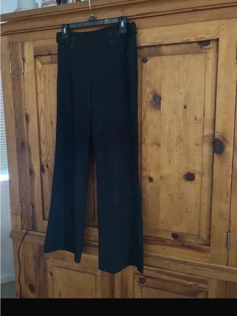Armani Exchange black wide leg tailored trouser pants Sz 4